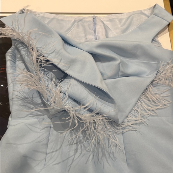 Brand new Light Blue Sexy Off The Shoulder Mini Short Fur Dress - Picture 9 of 10